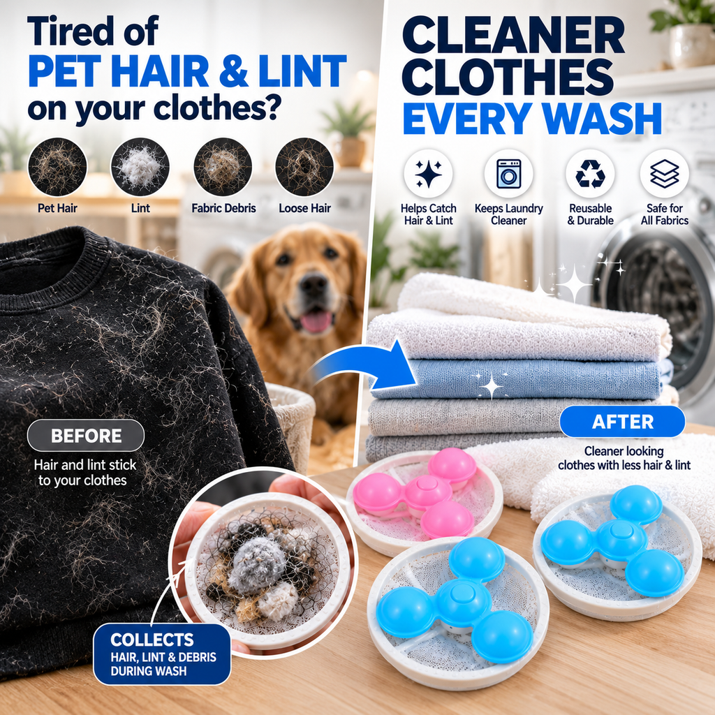 Washing Machine Hair & Lint Filter – Reusable 4 Pc