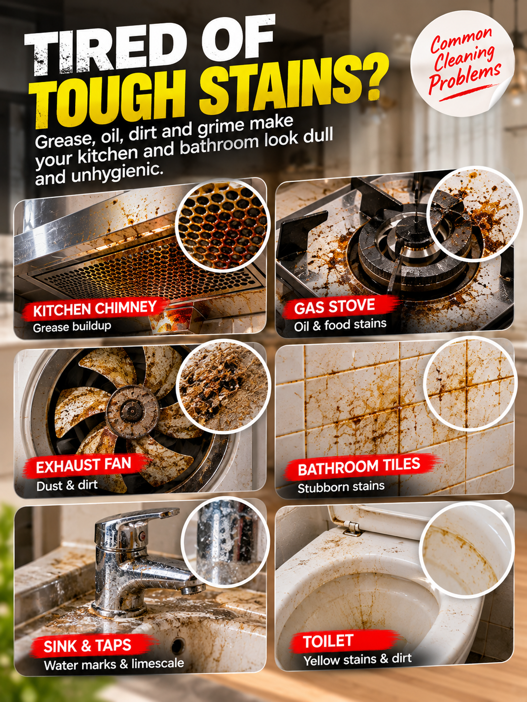 Kitchen & Bathroom Cleaner – Multipurpose Grease & Stain Remover | Pack of 2